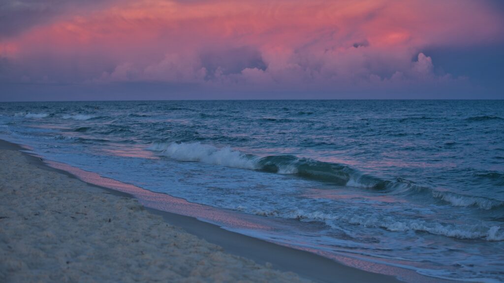 The beach at sunset at St. George Island State Park.