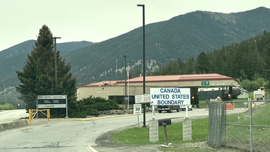 The entrance to one of the Canada/United States border crossings. 