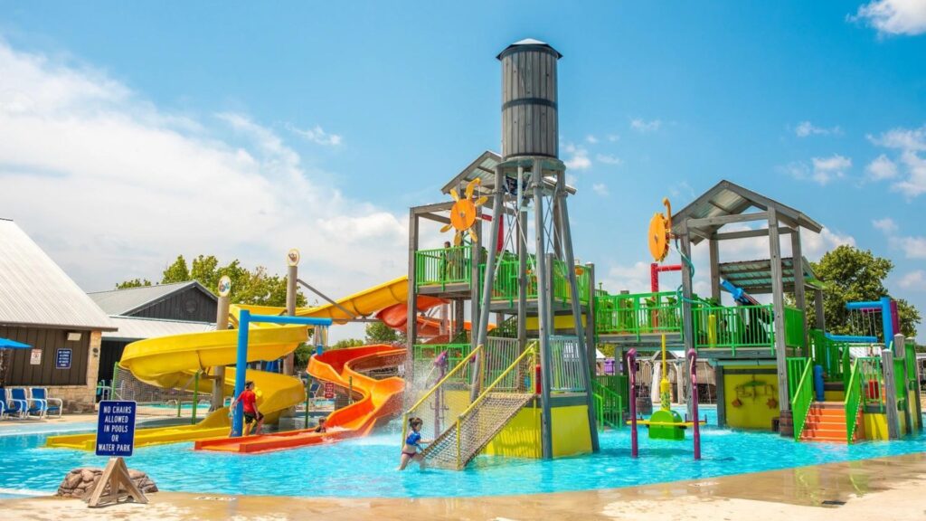 A full on waterpark in a campground in Texas