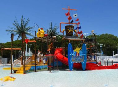 Splash park for kids at the Ocean Lakes Family Campground