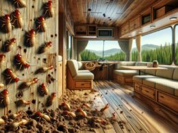 Ai image of termites eating an interior of an RV