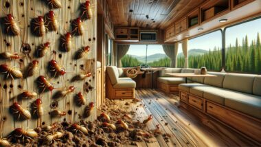 Ai image of termites eating an interior of an RV