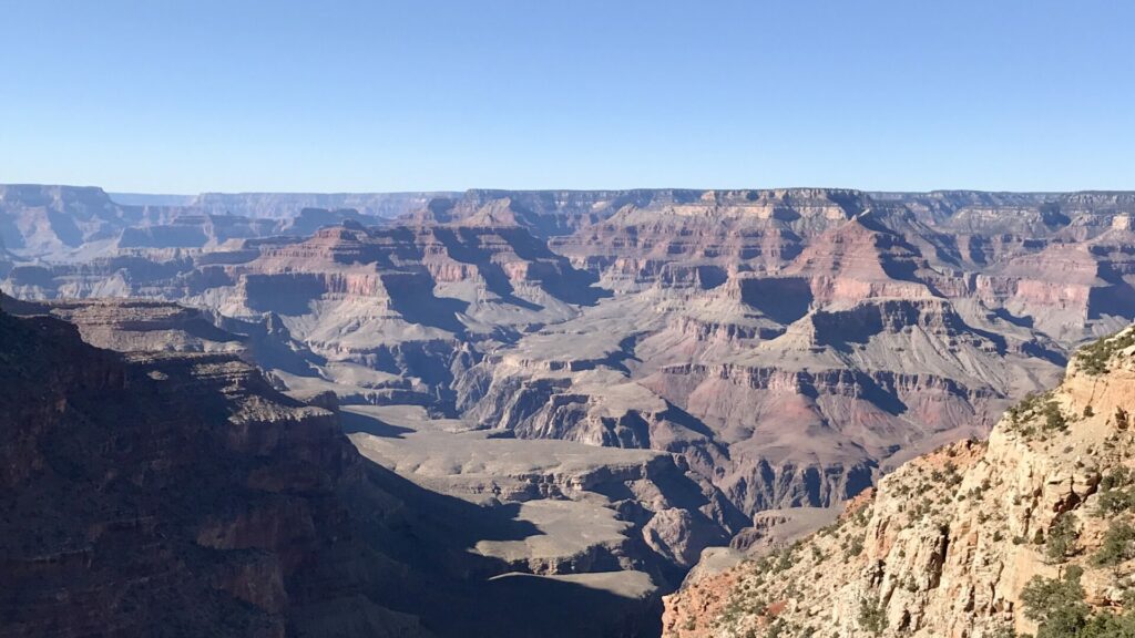 The Grand Canyon on a clear blue day.
