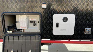 tankless water heater on a black series RV