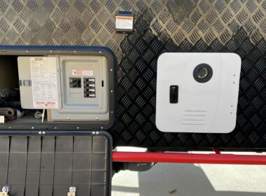 tankless water heater on a black series RV
