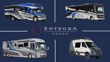 Entegra coach logo and 4 types of RV they manufacture