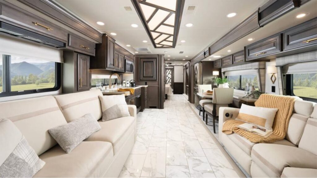 interior of a Entegra Coach luxury diesel Class A motorhome