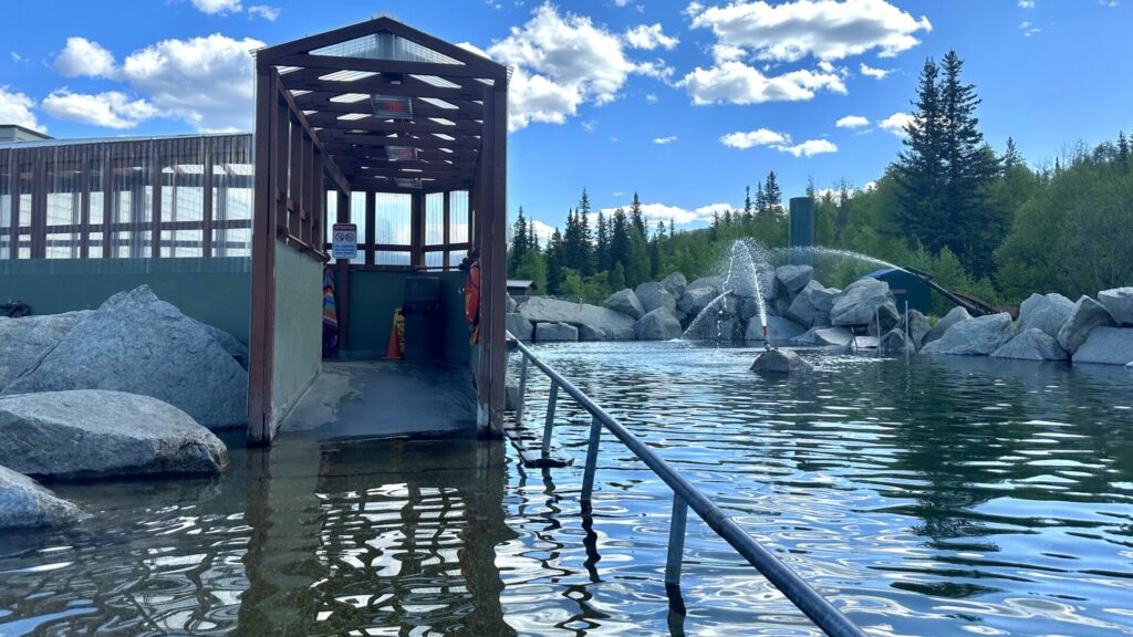The entrance/exit to the main hot spring at chena hot springs.