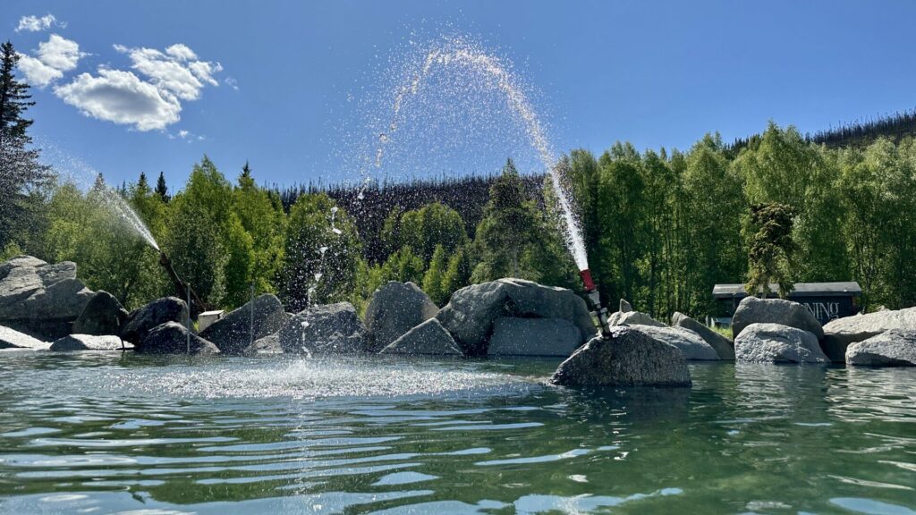 Water spraying into the air at a hot spring.