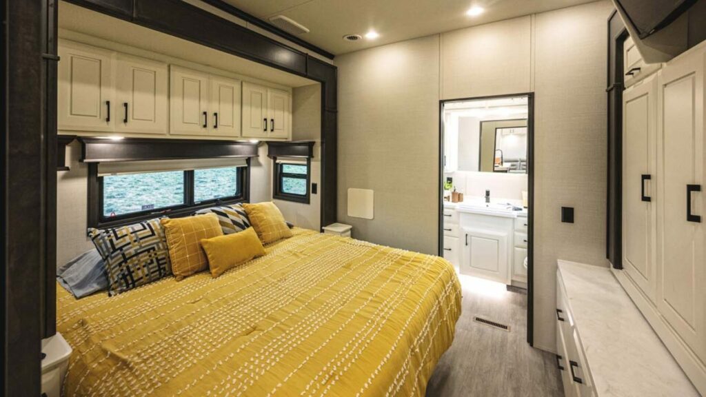 bedroom view of DRV Mobile Suites