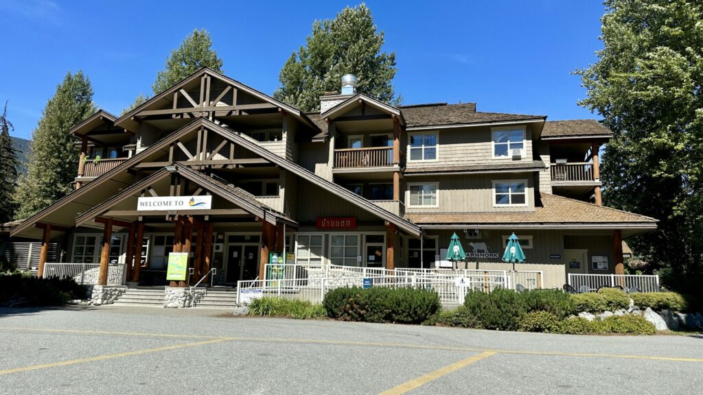 The check in building for Riverside Campground in Whistler Canada. 