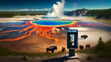 AI image of a payphone in yellowstone national park