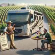 AI image of an RV parked on a winery in harvest hosts