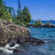 Lake Superior with the rocky shoreline of the Isle Royale National Park