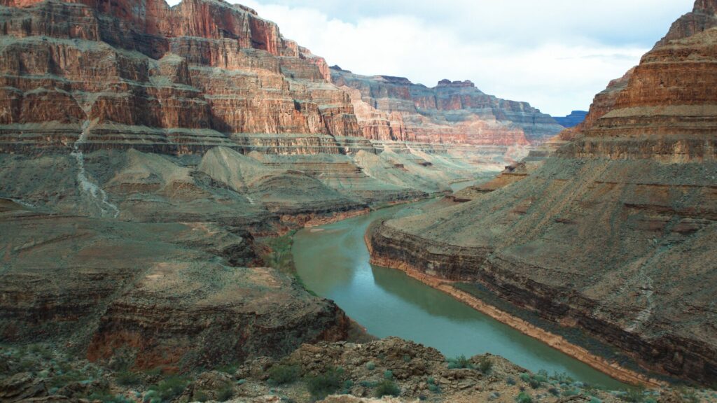 The Colorado River running through the Grand Canyon National Park.