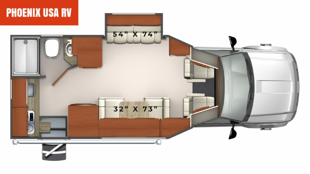 A model floorplan of the Phoenix USA RV Cruiser 2100.