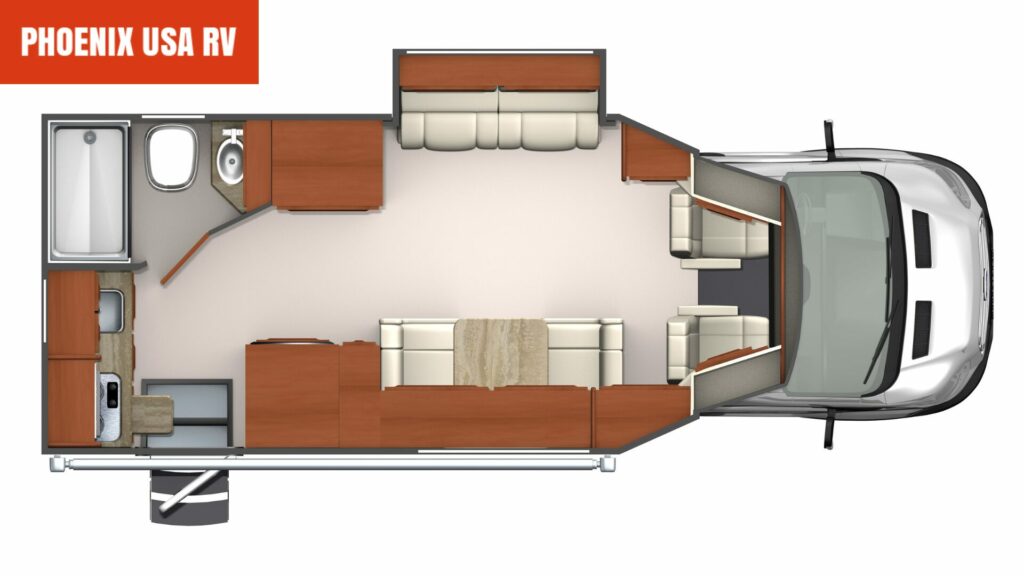 A model floorplan of the Phoenix USA RV TRX 1561.