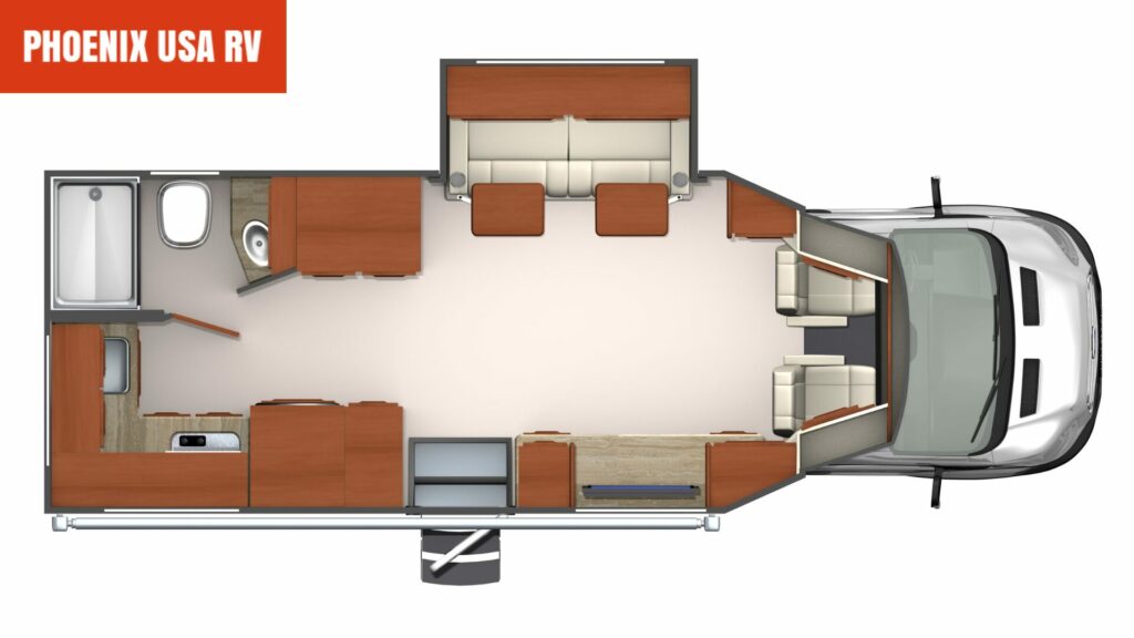 A model floorplan of the Phoenix USA RV TRX 1781.