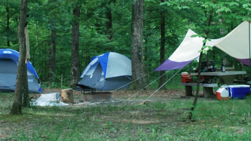 Campsite in the Mammoth Cave Campground with tents. 