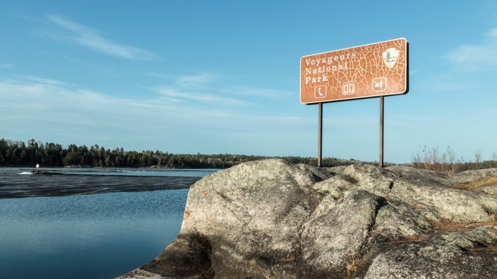 Landscape view of a shore at Voyageurs National Park near the Ash River Visitor Center