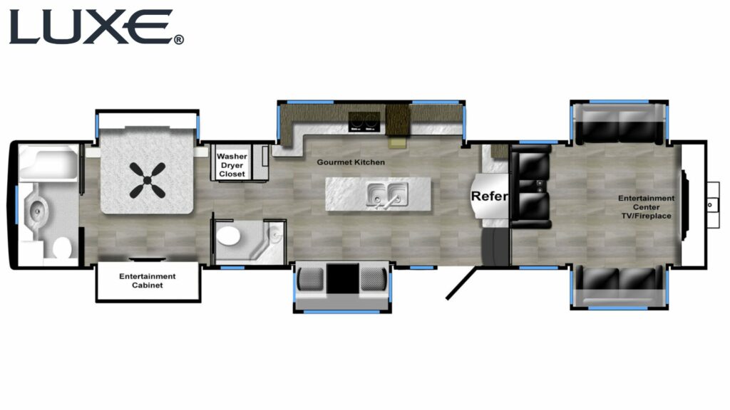 Luxe RV's Elite 44FL floorplan