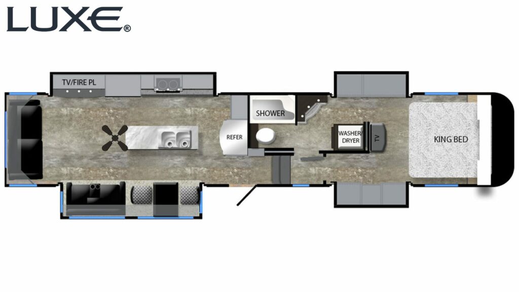 Luxe RV's Elite 42RL floorplan