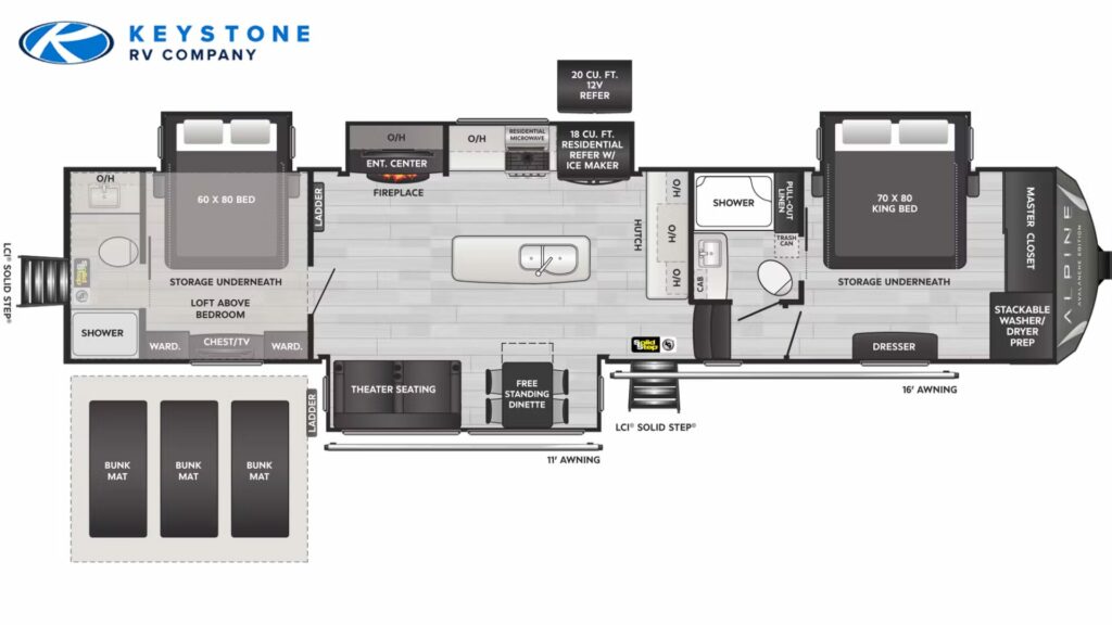 The Avalanche 390DS floorplan by Keystone.