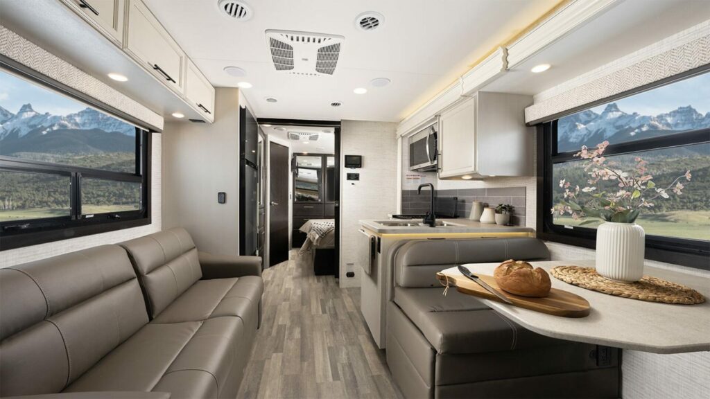 Kitchen and living room of the Jayco Greyhawk