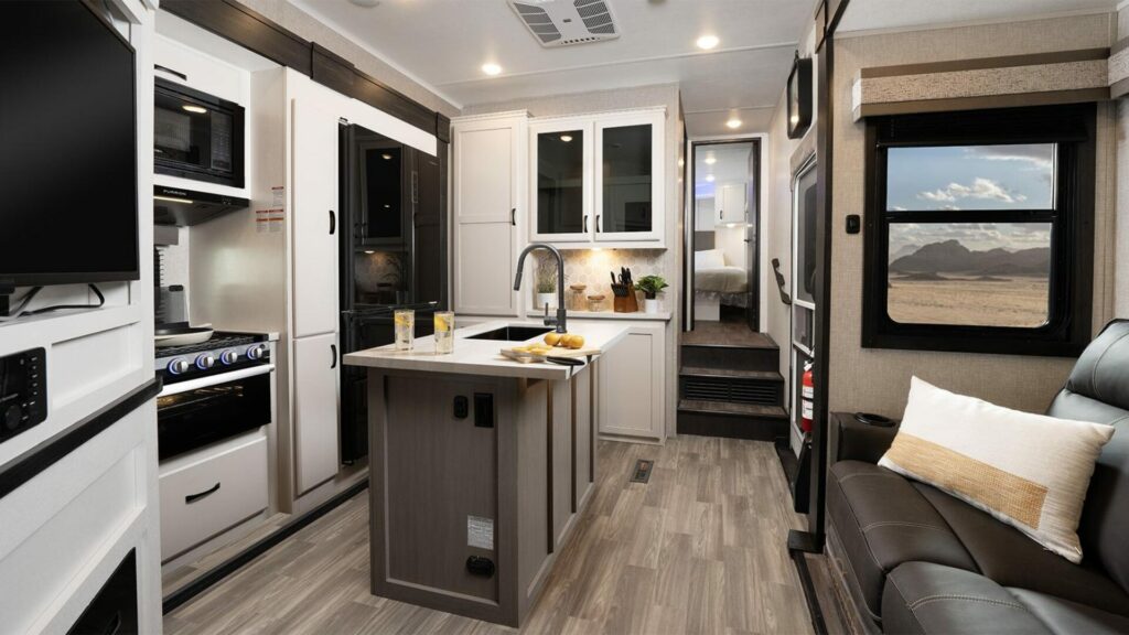 Kitchen of the Jayco Seismic RV.