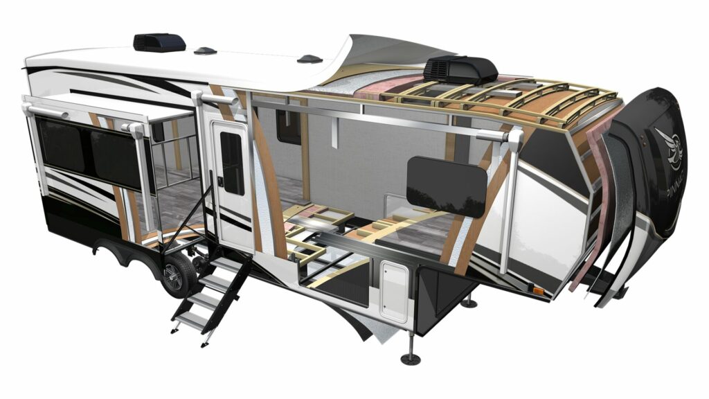 A diagram of the construction of the Jayco Pinnacle. 