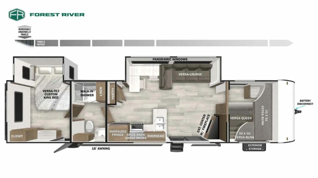 Floorplan of the Forest River Salem 36VBDS Travel Trailer