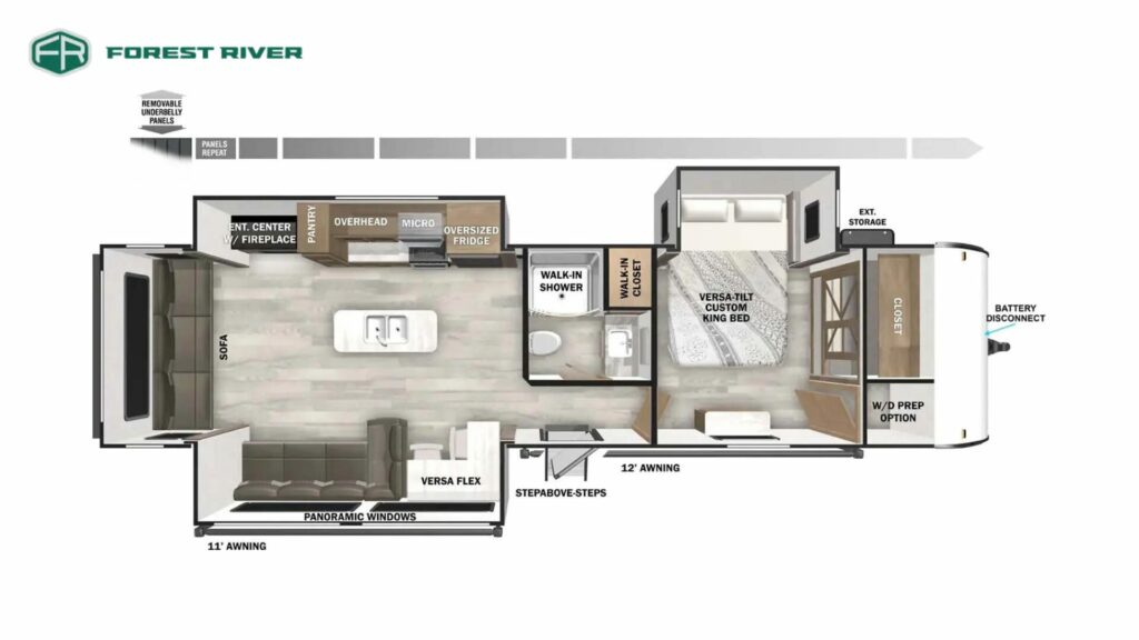 Floorplan of the Forest River Salem 32RET Travel Trailer