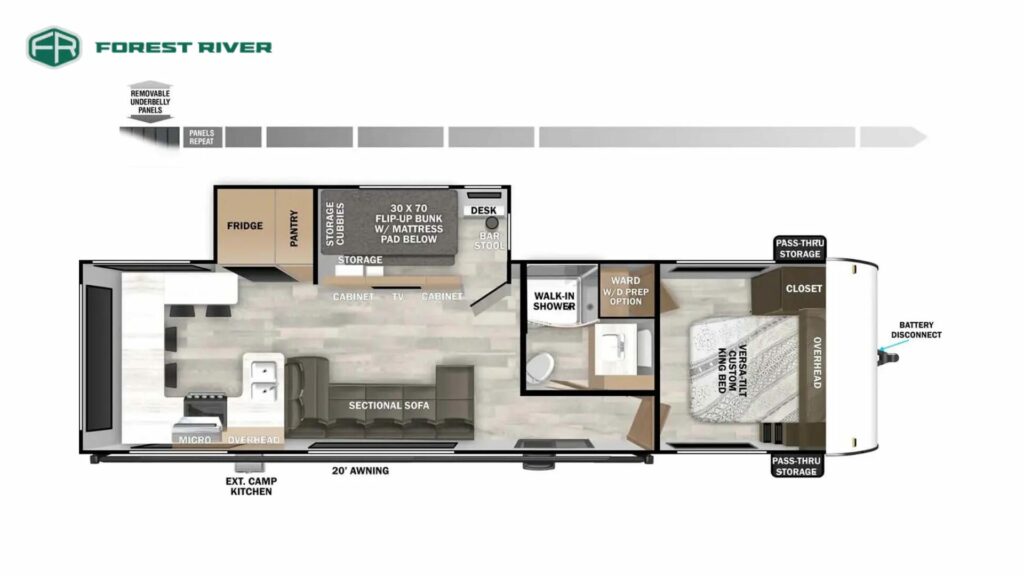 Floorplan of the Forest River Salem 29VIEW Travel Trailer