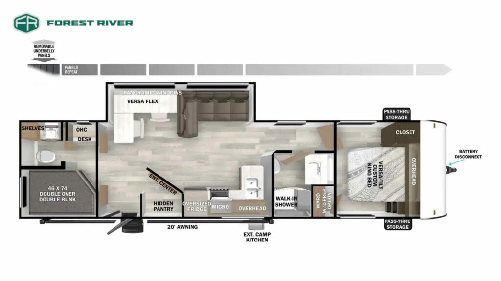 Floorplan of the Forest River Salem 29BDB Travel Trailer