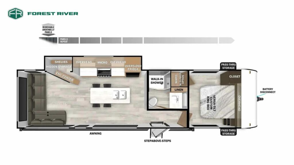 Floorplan of the Forest River Salem 28VIEW Travel Trailer