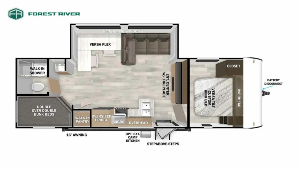 Floorplan of the Forest River Salem 28DBUDTravel Trailer