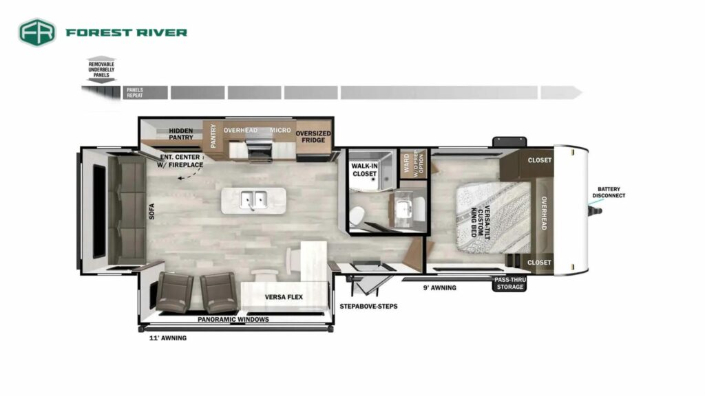 Floorplan of the Forest River Salem 27RE Travel Trailer