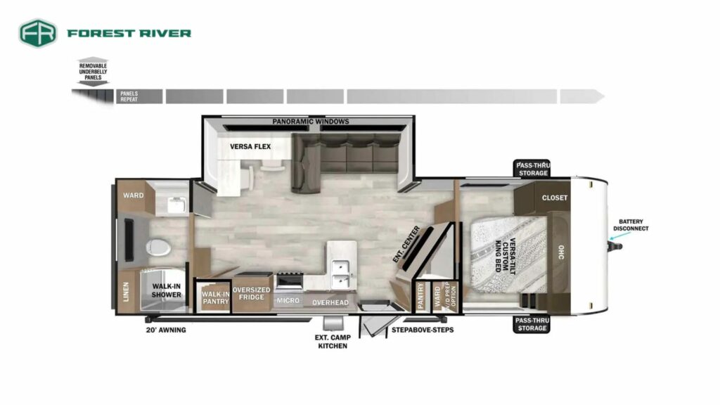 Floorplan of the Forest River Salem 26RBS Travel Trailer