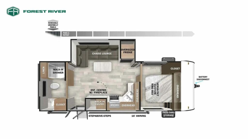 Floorplan of the Forest River Salem 22RBS Travel Trailer