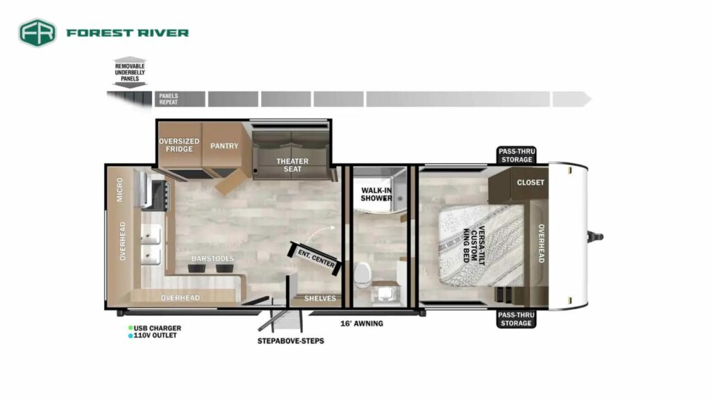 Floorplan of the Forest River Salem 22ERAS Travel Trailer