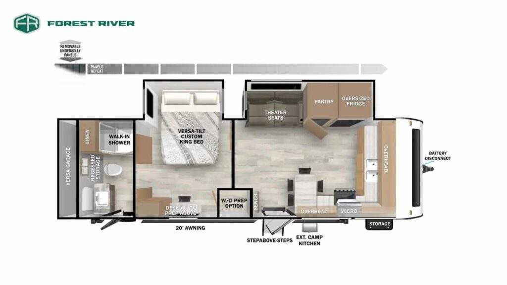 Floorplan of the Forest River Salem 28FKG Travel Trailer