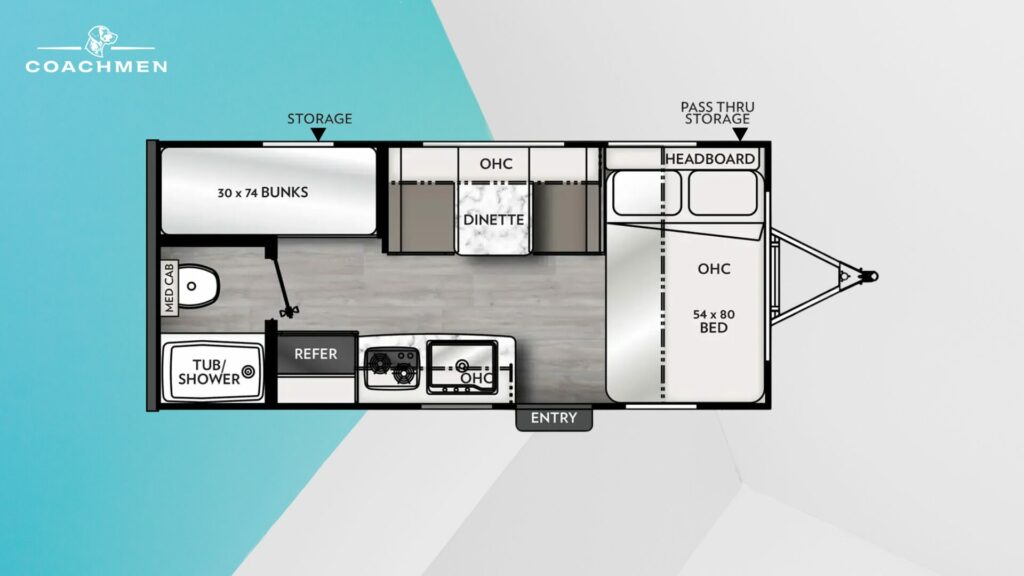 Floorplan of the Coachmen Apex Nano 185BH 