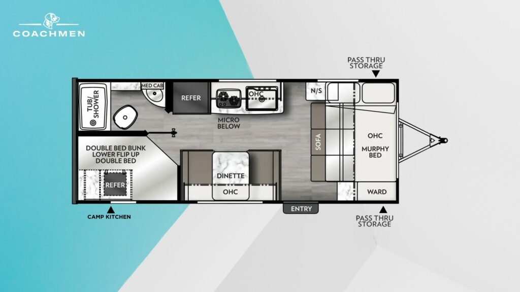 Floorplan of the Coachmen Apex Nano 186BH