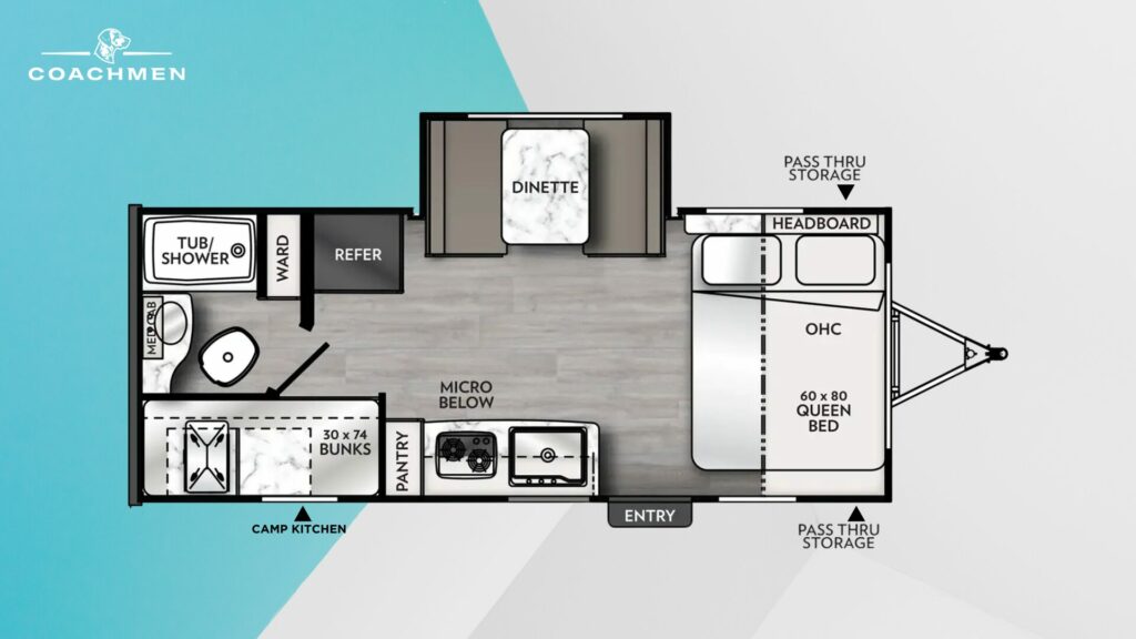 Floorplan of the Coachmen Apex Nano 194BHS