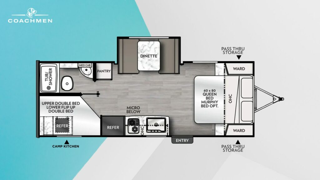 Floorplan of the Coachmen Apex Nano 208BHS