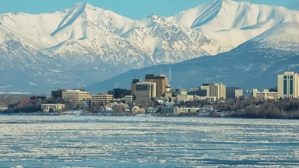 A city view of downtown Anchorage, Alaska.