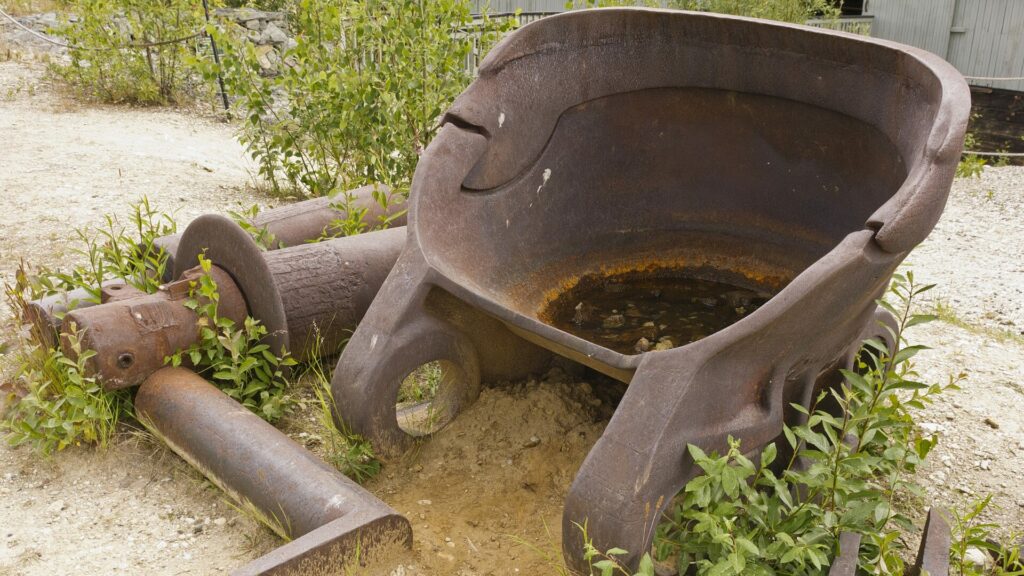 Old gold dredge bucket near the Klondike Gold Rush. 