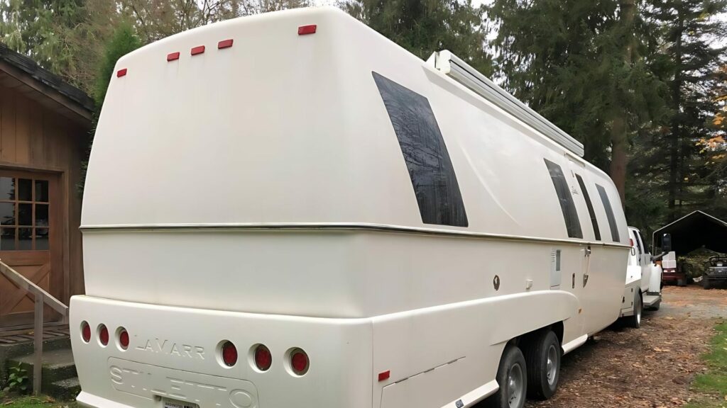 A rear view of the LaMarr Stiletto RV. 