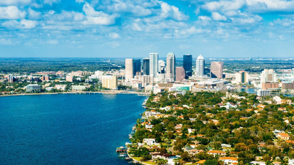 Aerial photo of the city Tampa in Florida. 