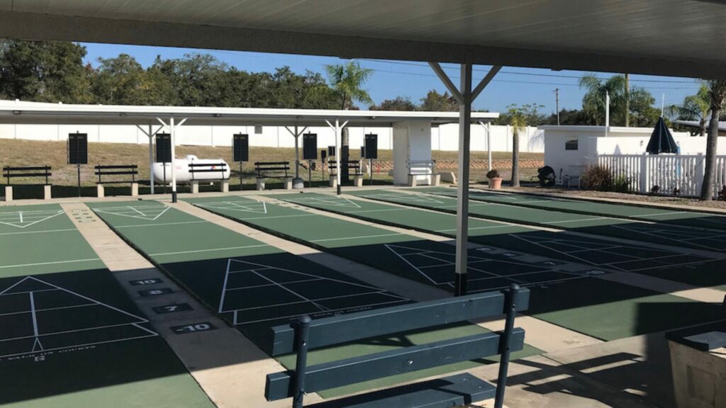 The Shuffleboard Court at Barrington Hills RV Resort.